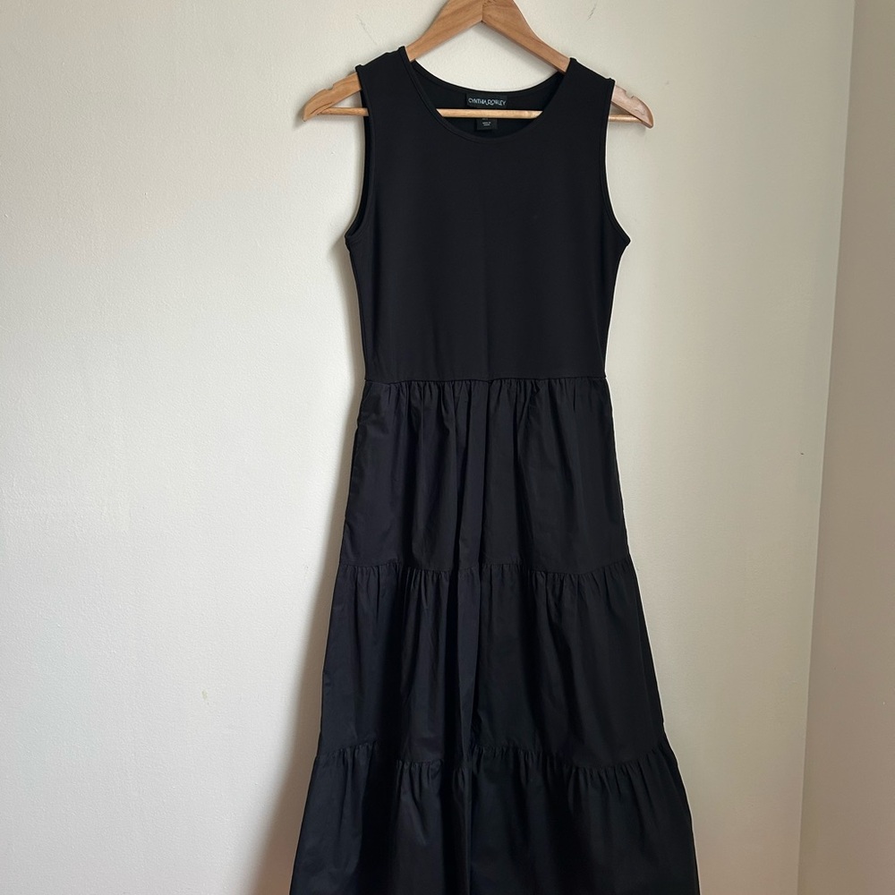 Cynthia Rowley Black Sleeveless Crew Neck Sundress